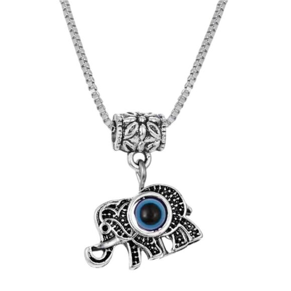 Elephant and Eye of God Necklace Metal Chains Necklace - Picture 1 of 8